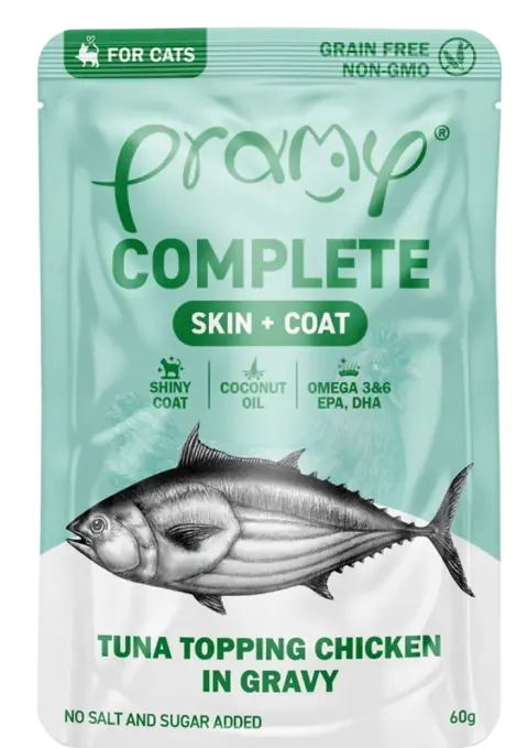 complete skin+coat tuna topping chicken in gravy