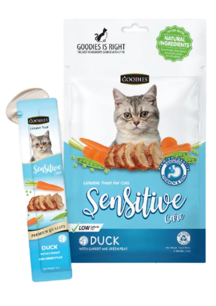 lickable treat sensitive duck with carrot & green peas