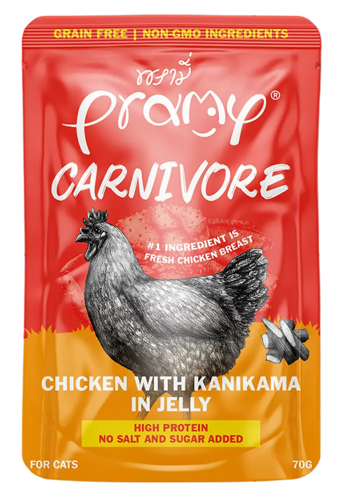 pramy carnivore chicken with kanikama in jelly