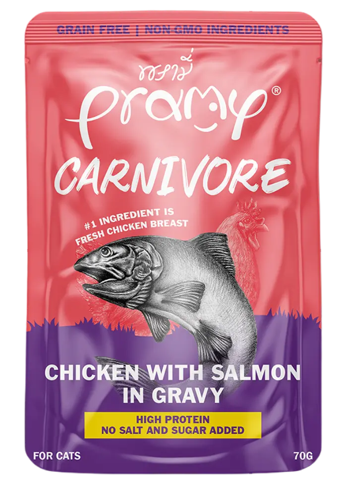 pramy carnivore chicken with salmon in gravy
