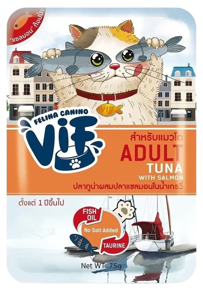 vif tuna with salmon in gravy