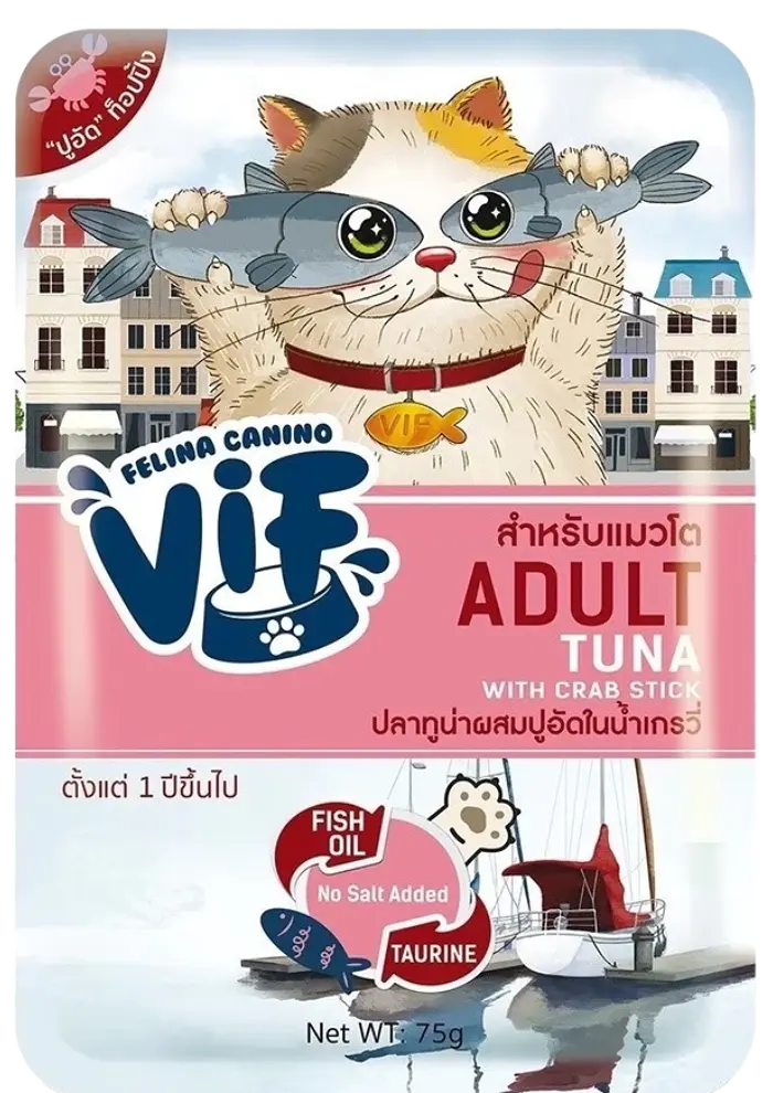 vif tuna with crab stick in gravy