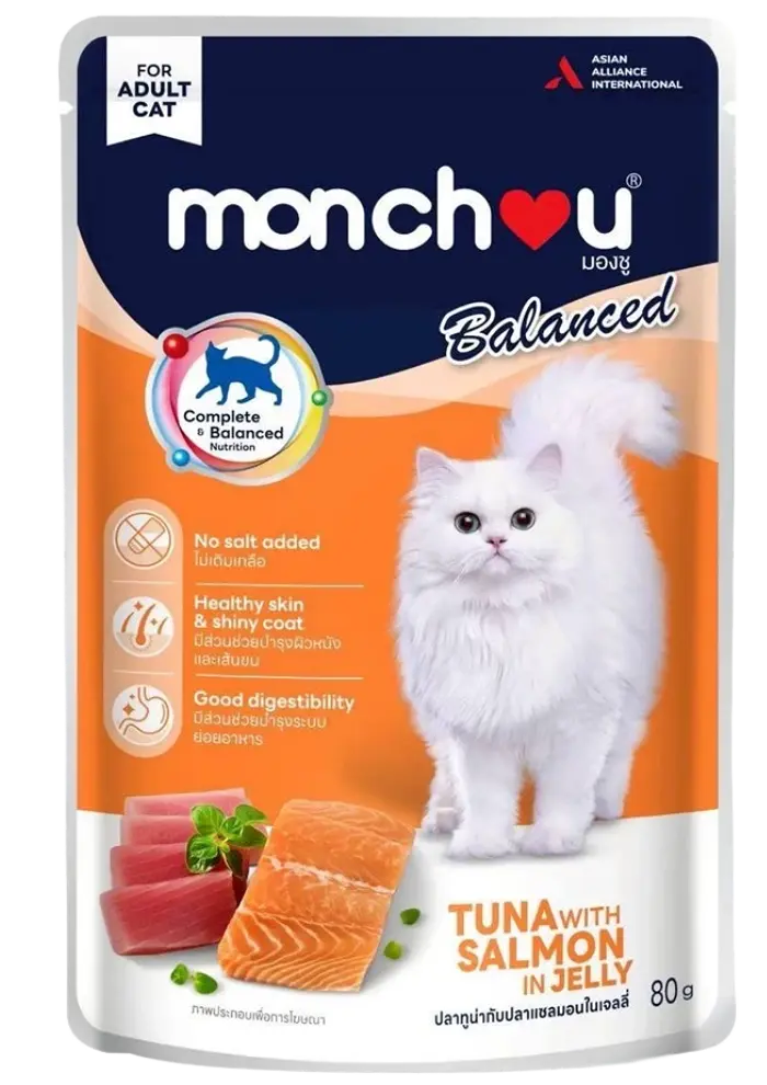 monchou balanced tuna with salmon in jelly