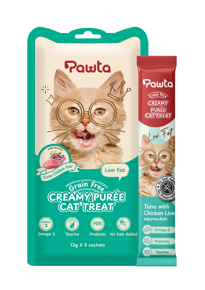 creamy purée cat treat tuna with chicken liver