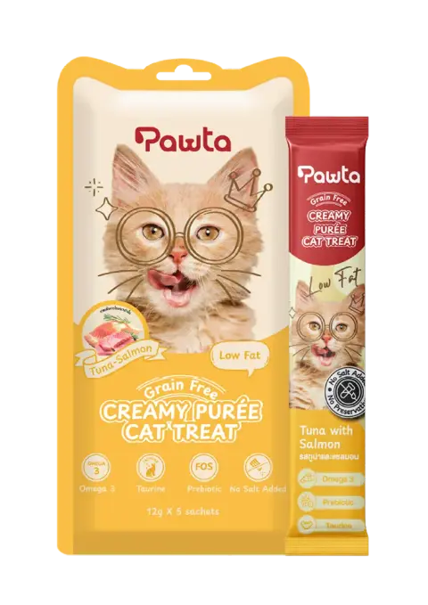 creamy purée cat treat tuna with salmon