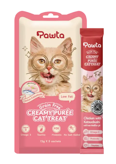 creamy purée cat treat chicken with katsuobushi