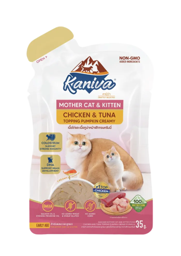 mother cat & kitten chicken & tuna topping pumpkin creamy