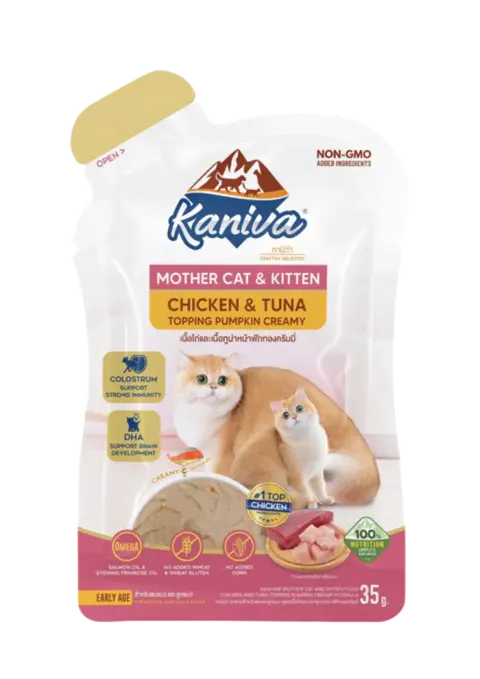 mother cat & kitten chicken & tuna topping pumpkin creamy