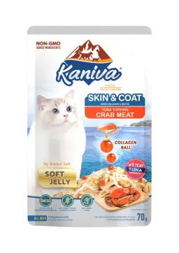 skin & coat tuna topping crab meat in jelly