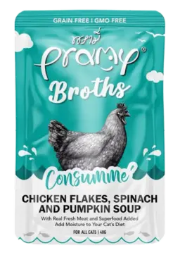 broths chicken flakes, spinach & pumpkin soup